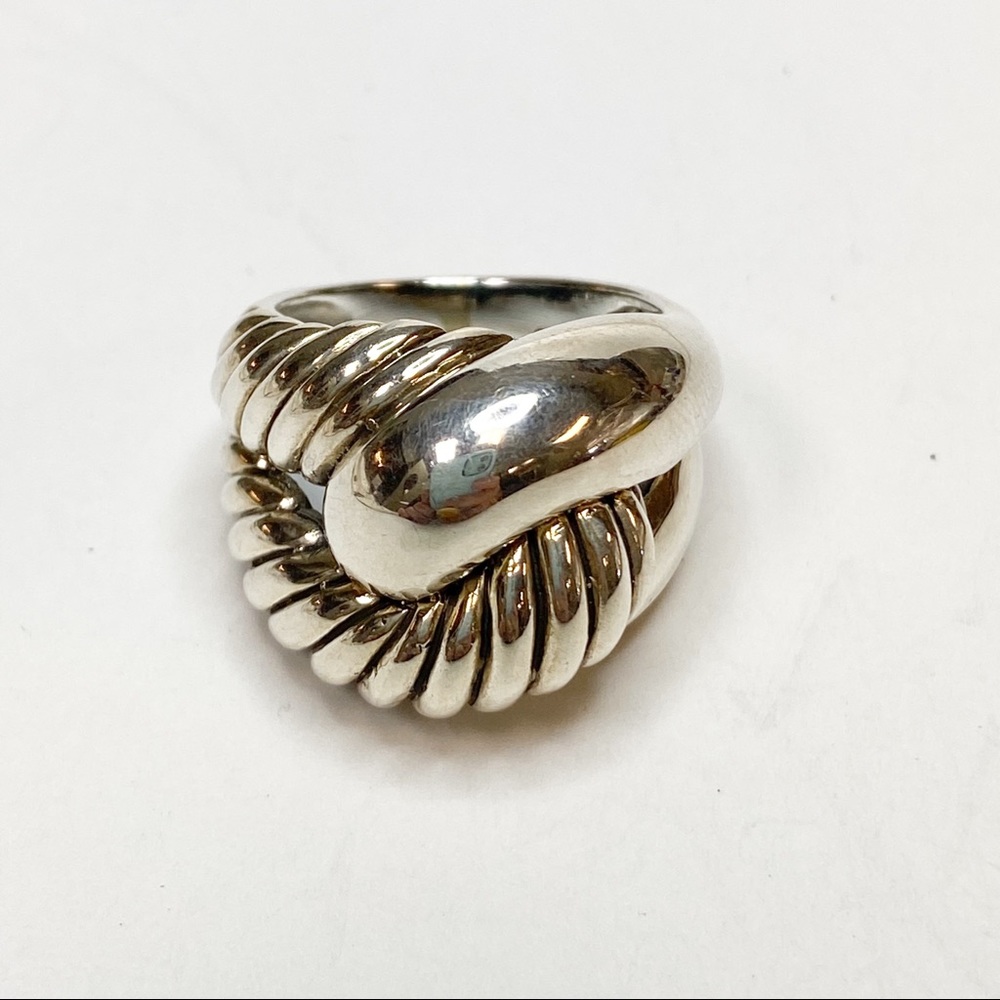 Silver Cable Interlocking Ring Sz 8 - image 1